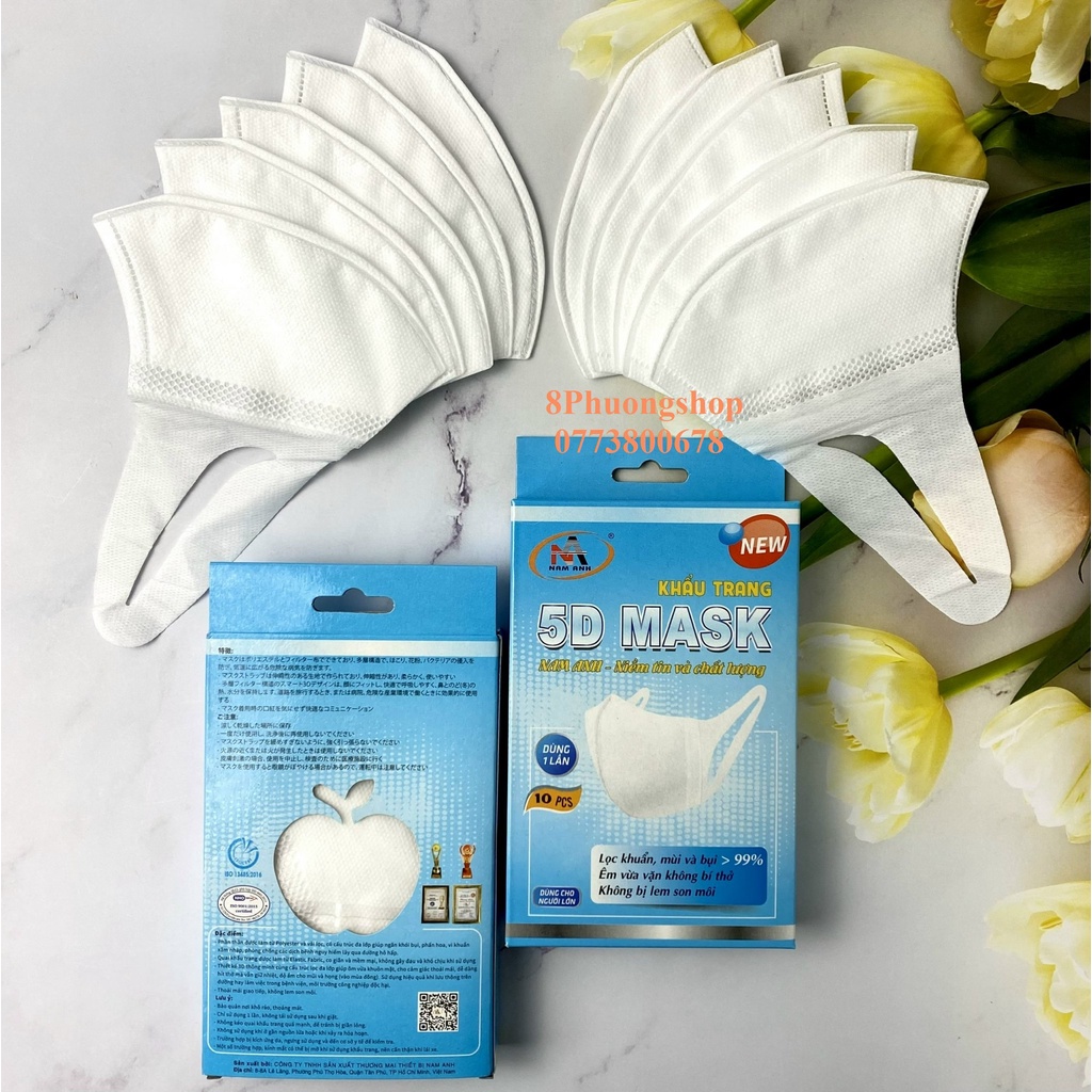 Khẩu Trang FAMAPRO 5D QUAI VẢI 3 Lớp Kháng Khuẩn Hộp 10 Cái