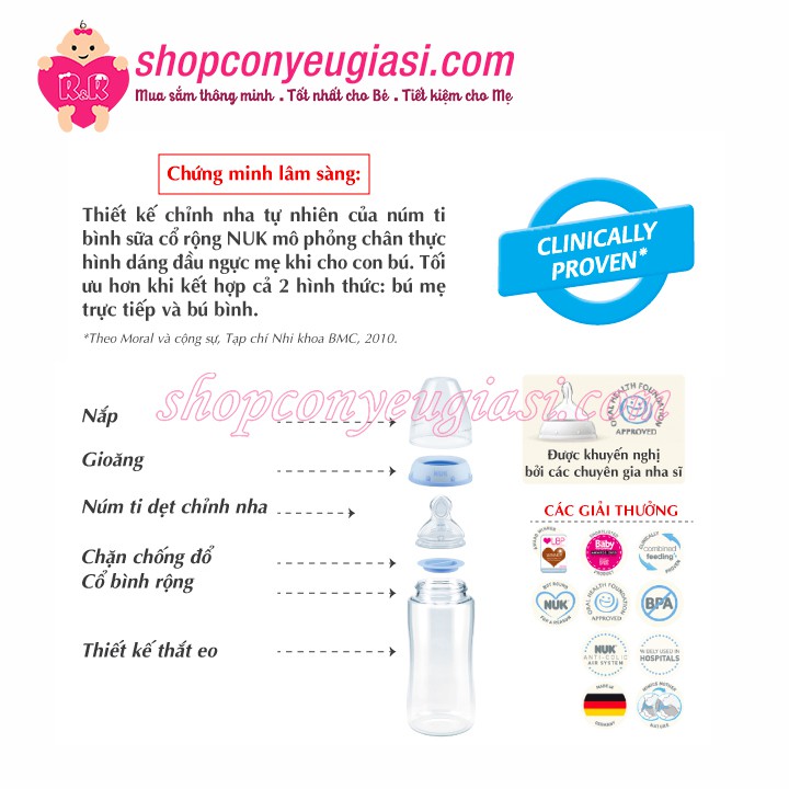 Bình Sữa Nuk Disney 150ml (Núm silicone, Nhựa PP, 0-6m ) - Made in Germany