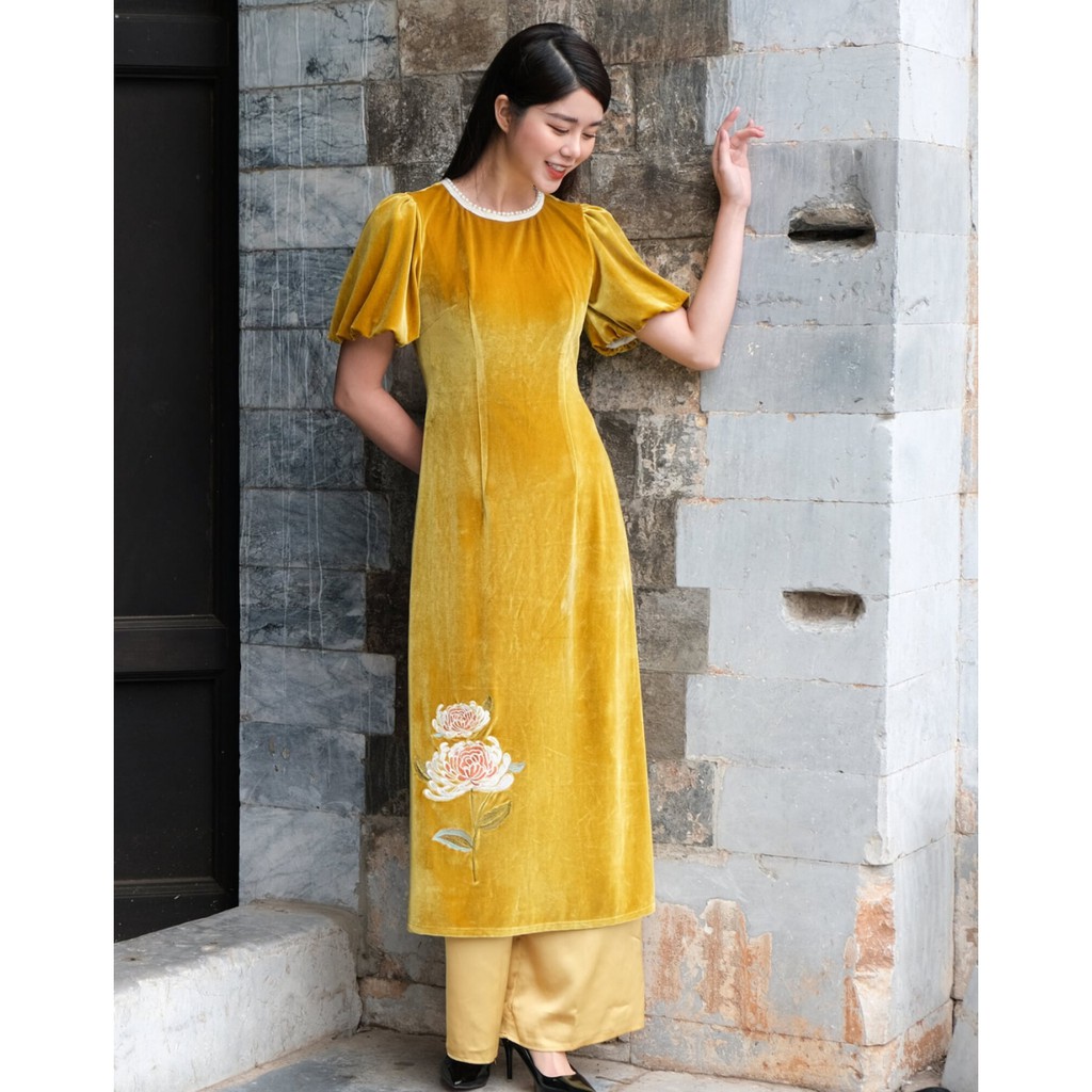 Set Áo Dài Nữ Tay Bồng Thêu Hoa DIDO
