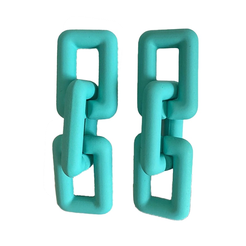 Khuyên Tai Chuỗi Xích Dày Nhiều Màu Hình Chữ Nhật