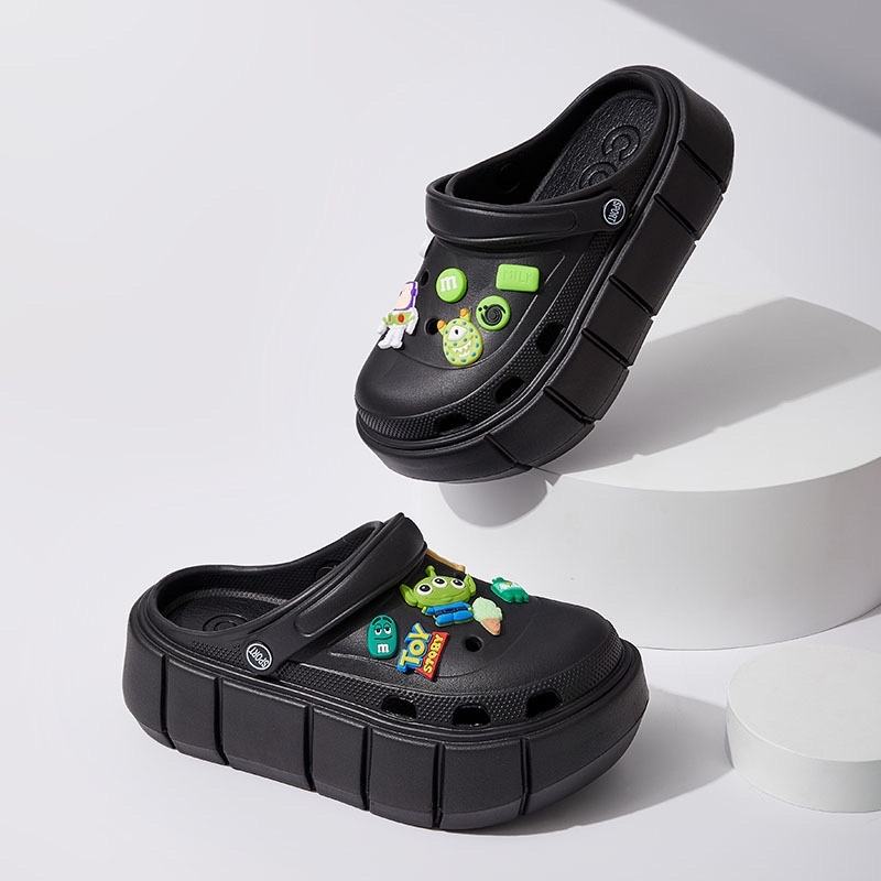 (Xanh/Trắng/Đen- kèm quà) Dép sục Crocs đế bánh mì cao 6cm phiên bản đặc biệt hình Toy Story sandal phong cách ulzzang
