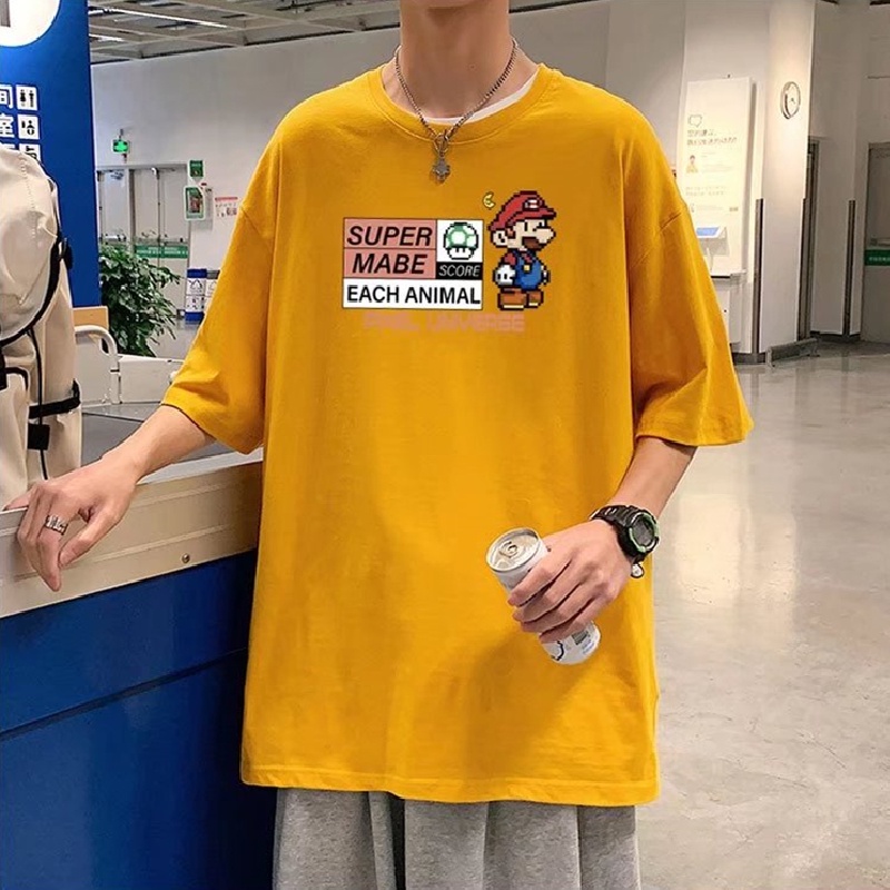 Áo Thun Dáng Rộng In Họa Tiết Hoạt Hình Phong Cách Hàn Quốc Thời Trang Mùa Hè Cho Nam Và Nữ Size M-8XL