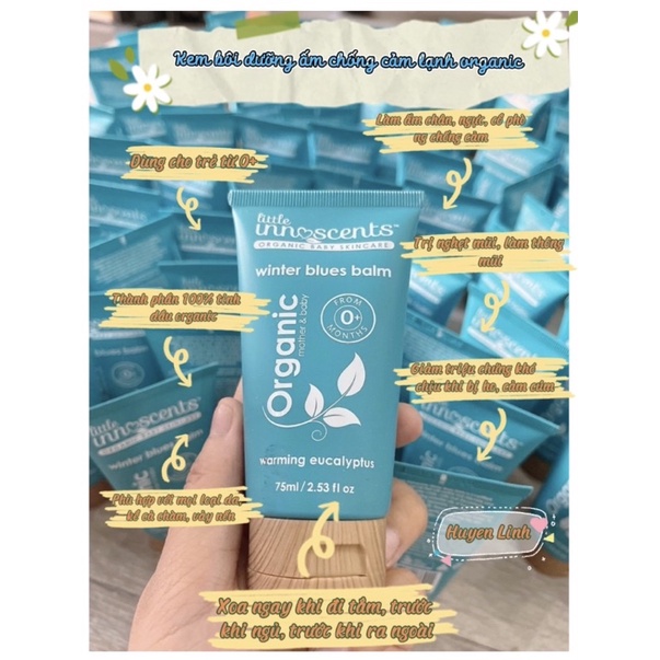 DẦU ẤM NGỰC CHỐNG CẢM ORGANIC ÚC 75ML CHO BÉ 0M, LÀM TỪ KHUYNH DIỆP WINTER BLUE BALM