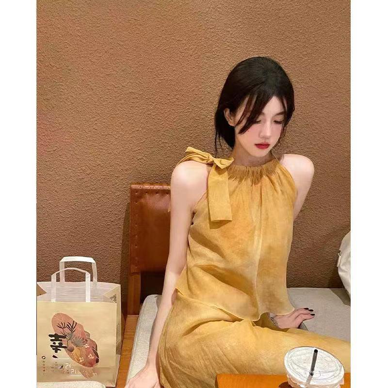 Summer French super fairy temperament thin suspender dress Sanya Tourism photo long skirt seaside holiday beach skirt