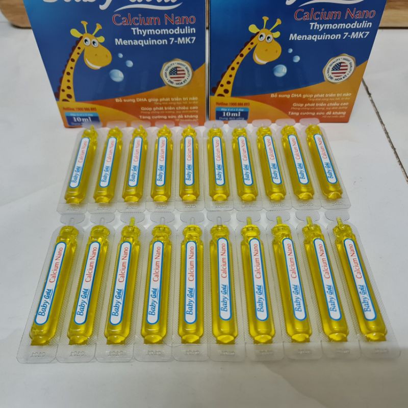 Baby Gold Calcium Nano bổ sung canxi, chống còi xương suy dinh dưỡng - Hộp 20 ống