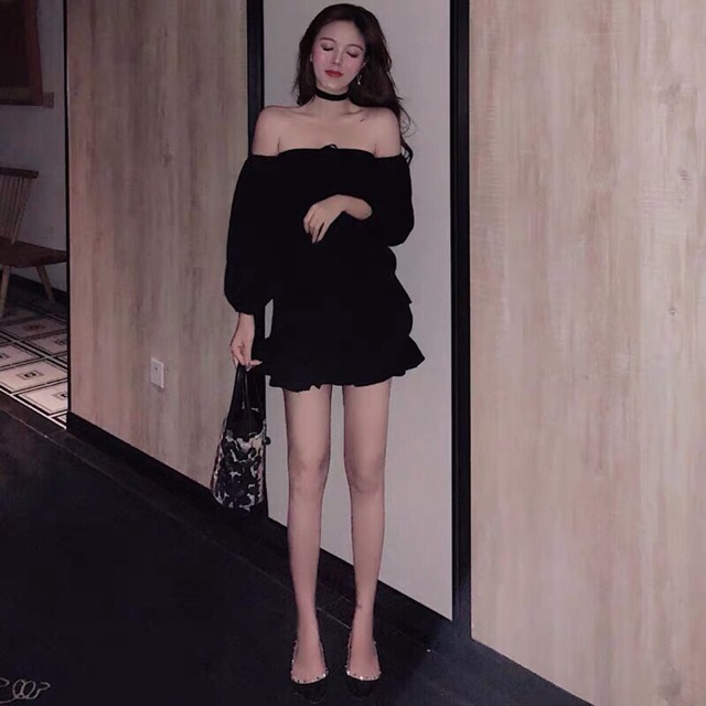 Đầm Trắng Trễ Vai Nhún Ngực ( Kèm ảnh thật)
