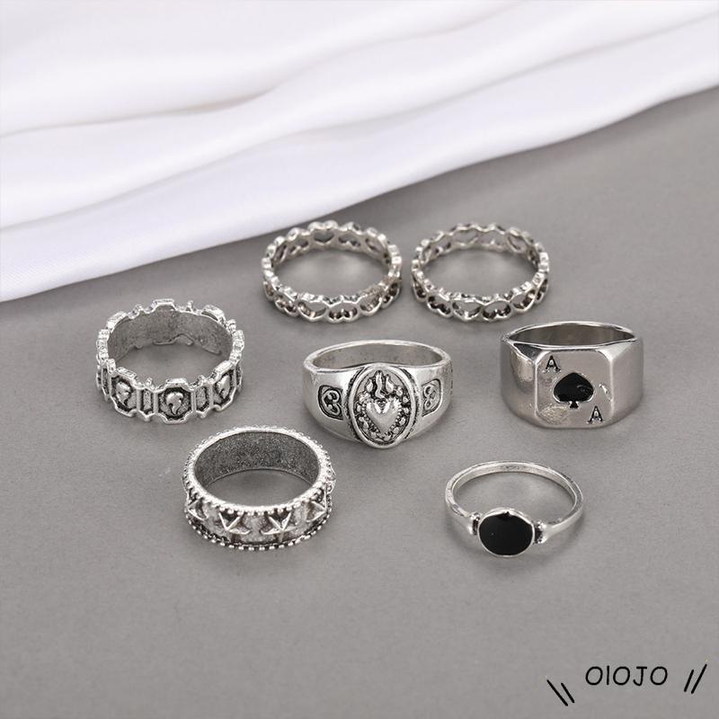🌼Bộ 7 Nhẫn Thời Trang Phong Cách Punk Cổ Điển Dành Cho Nam