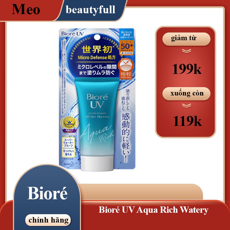 Kem chống nắng Bioré UV Aqua Rich Watery Essence SPF 50+/ PA++++