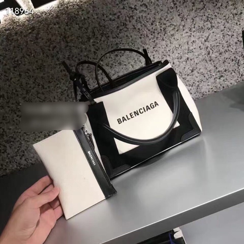 TNS-Túi tote canvas siêu  Balien Cabas tote bag--canvas trắng phối đen sang trọng