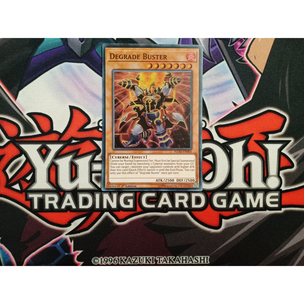 Thẻ bài Yugioh chính hãng - Degrade Buster - FLOD-EN005 - Super Rare 1st Edition
