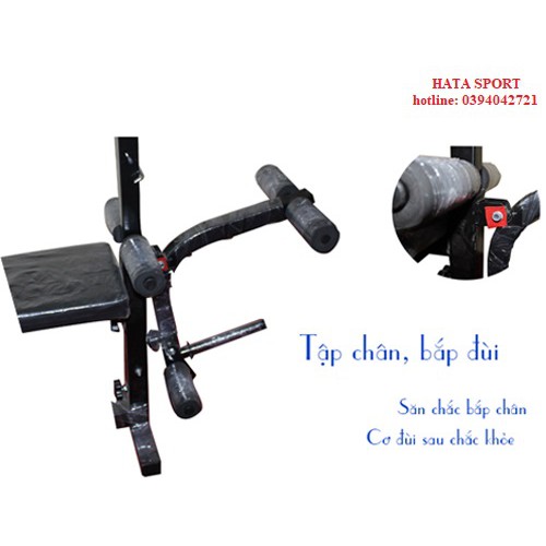 Combo Giàn tập tạ đa năng HT700 kèm 50kg tạ gang và đòn 1m5 thép dày 1ly8 chắc chắn
