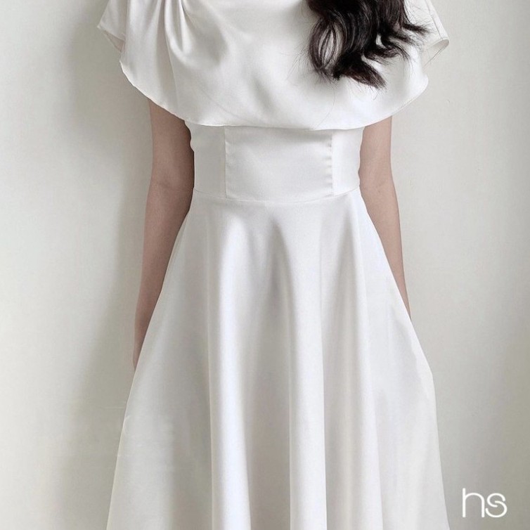 Đầm Trắng Nữ Ngắn Tay Chun Vai Cổ Vuông Chất Đũi Siêu Xinh | BigBuy360 - bigbuy360.vn