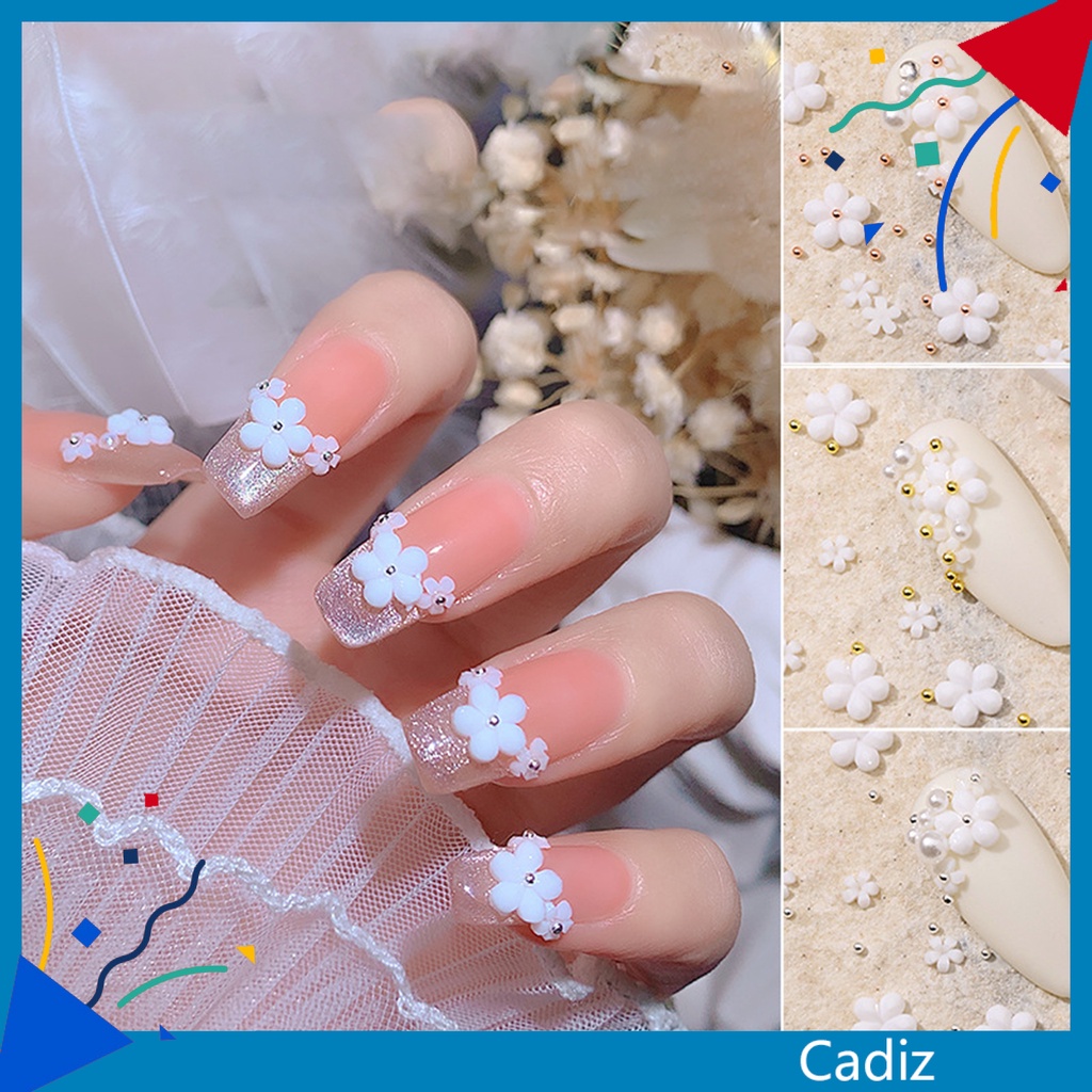 [Hàng mới về] Phụ kiện đính móng trang trí nghệ thuật hình bông hoa 5 cánh cho nữ DIY