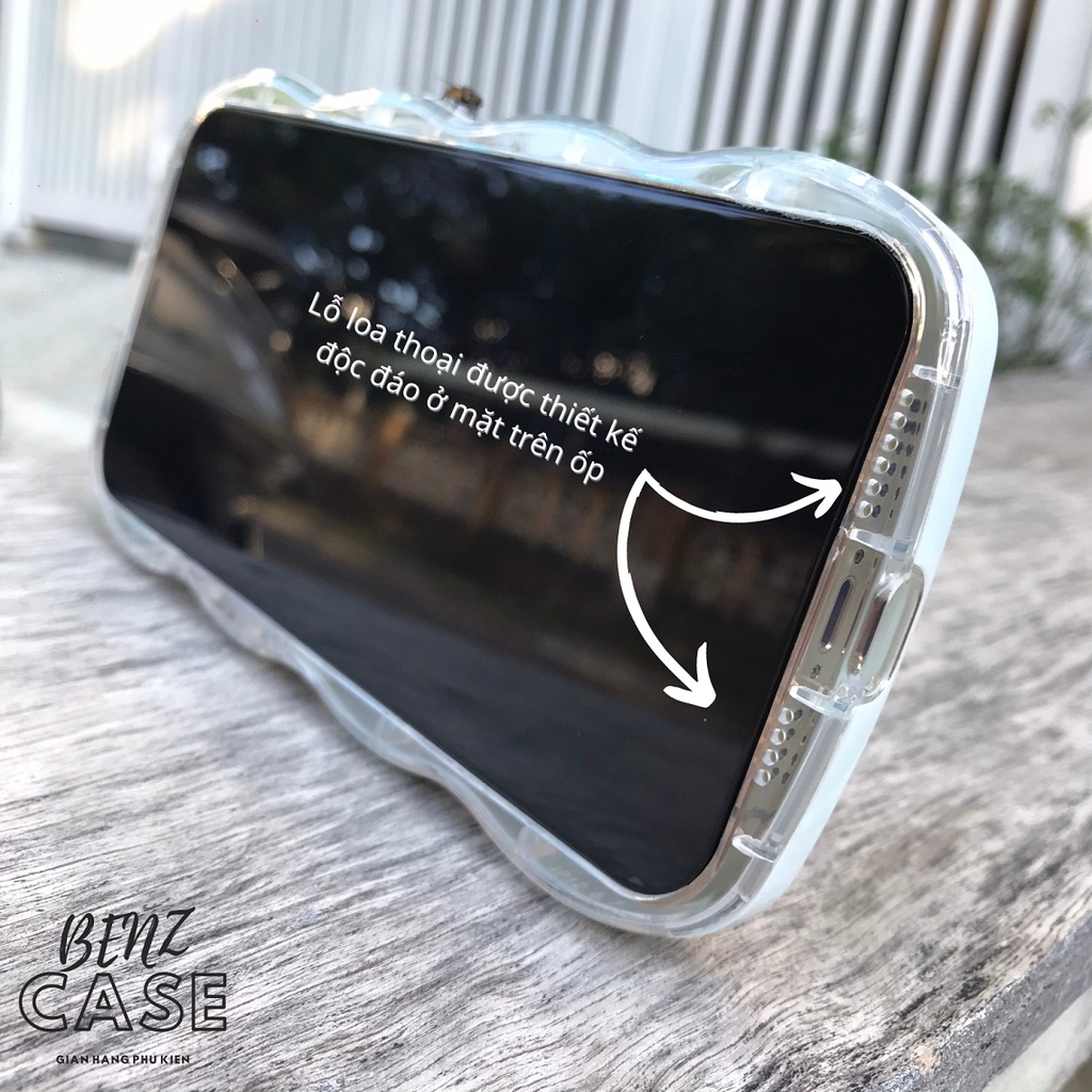 Ốp lưng iPhone 2 mảnh gợn sóng kèm chân đế hình kẹo que siêu cute, chất liệu nhựa dẻo ốp sát viền máy