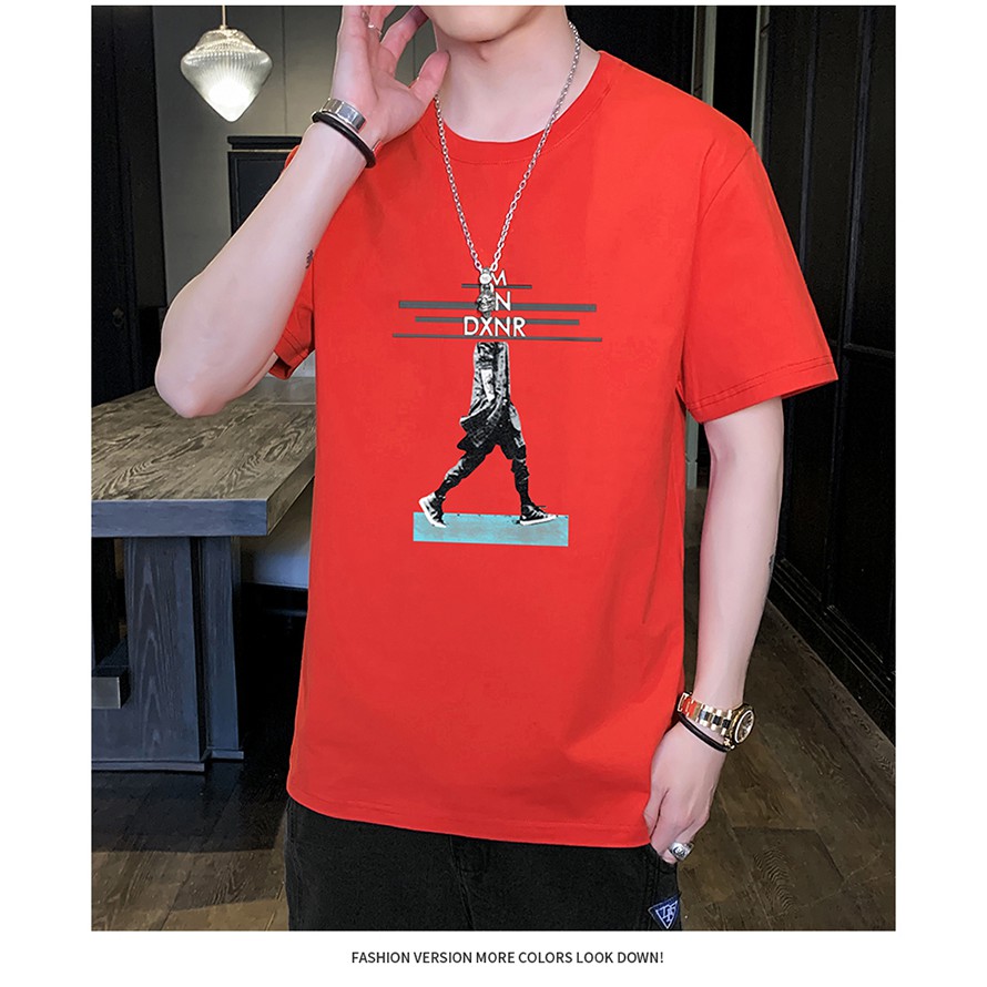 【Ready stock】Fashionable T-shirts High-end cotton fabrics comfortable breathable men's T-shirts are fashionable