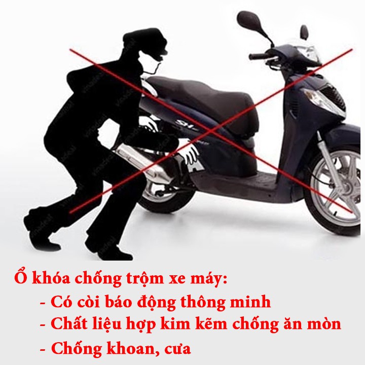 Ổ khóa chống trộm xem máy thông minh có còi báo động GD213