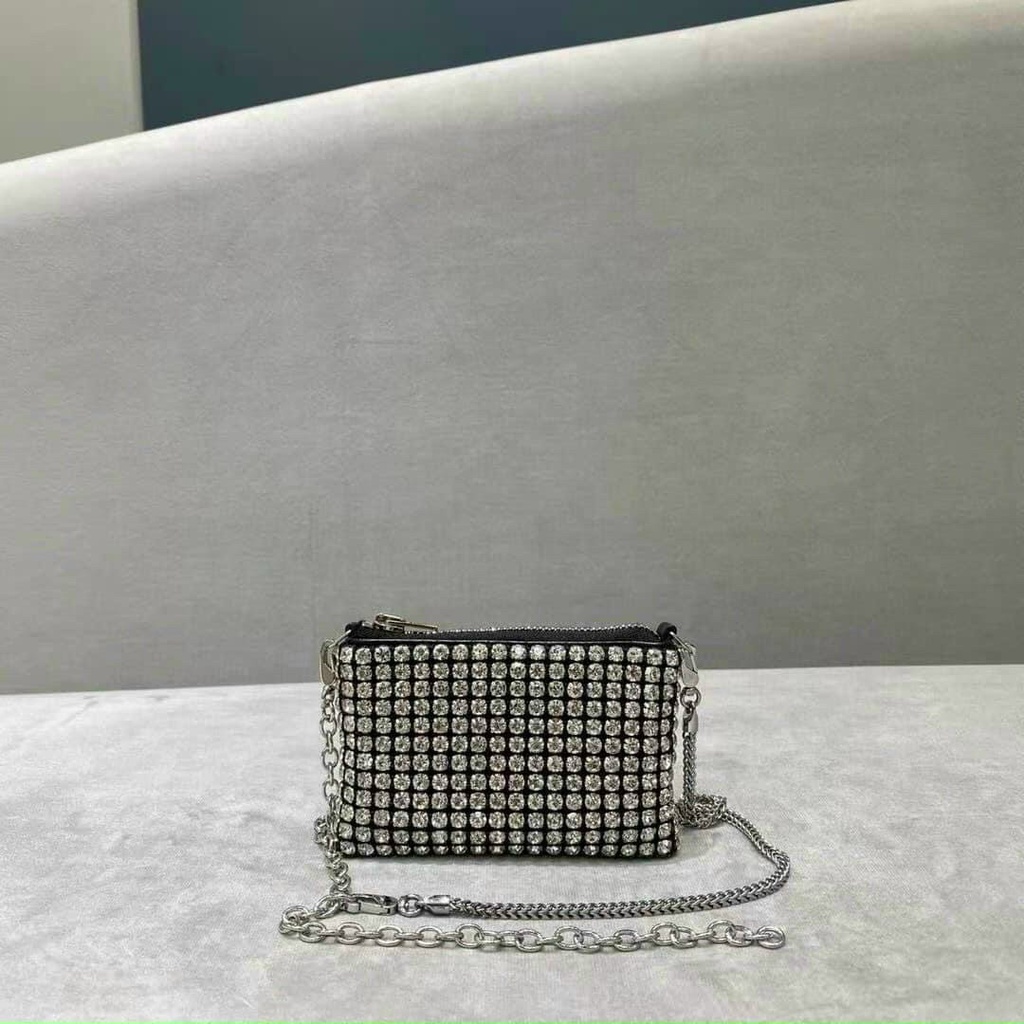 Ví nữ mini cao cấp đính đá bling ngắn đeo chéo cute nhỏ gọn bỏ túi thời trang