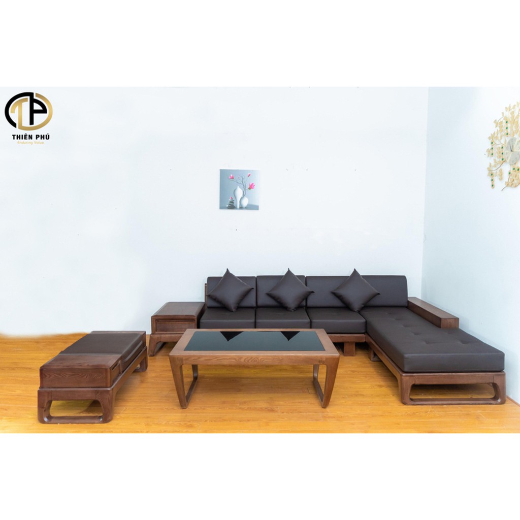 Sofa văng gỗ sồi chữ L TP-010 nội thất phòng khách