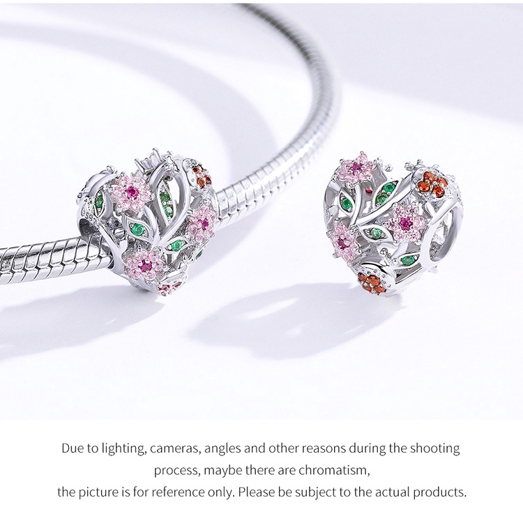 Hạt Phụ Kiện Trang Trí Vòng Tay Bamoer Bạc 925 Hình Trái Tim Xinh Xắn Nhiều Màu Sắc