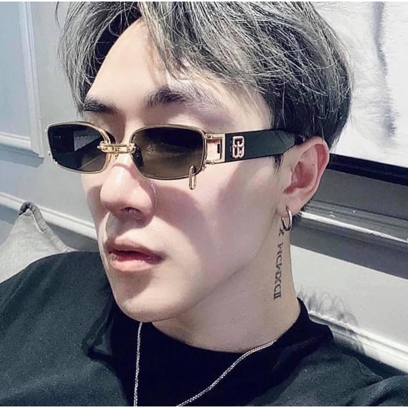 Kính râm thời trang GM Kris Wu GW002 màu đen và trong, thiết kế phong cách hàn quốc dành cho nam và nữ