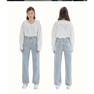Basic Jeans - Quần Jeans ống rộng lưng cao phong cách Hàn Quốc