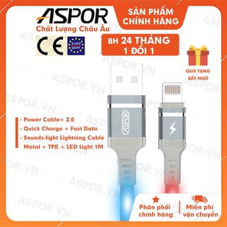 Cáp sạc aspor mfi lightning dài 1m dành cho iphone 2.4a - a182