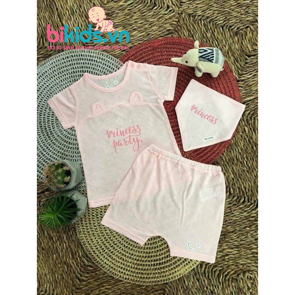 Momma- Bộ quần áo cài vai kèm khăn tam giác cho bé gái 6-24m