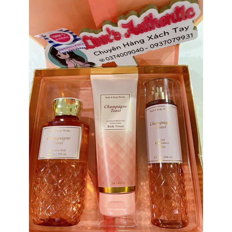 BILL Body lotion  &amp; Body mist Nước Hoa Toàn Thân &amp; Gel tắm Bath &amp; Body Works Champagne Toast