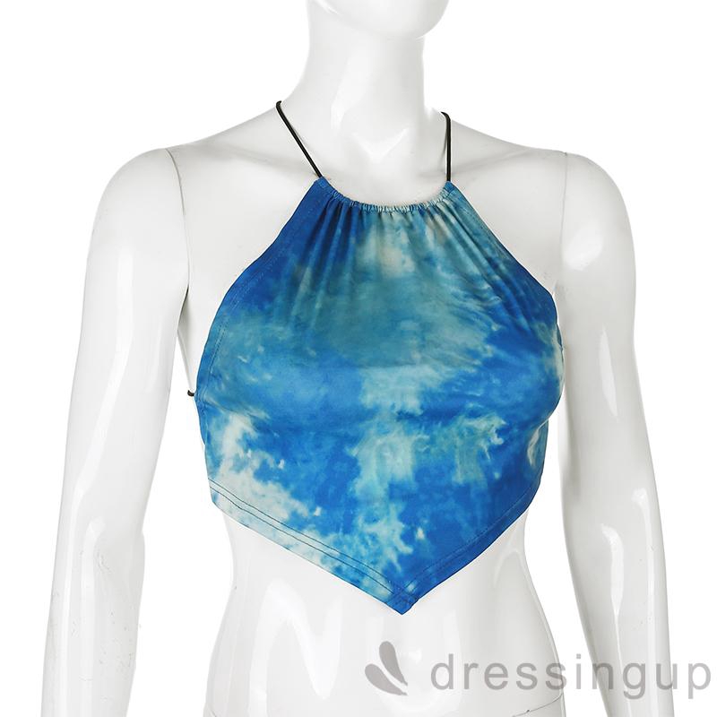 [Mã FAMAYWA giảm 10K đơn 50K] Áo dáng ngắn dây đan chéo sau lưng kiểu cột cổ thời trang cho nữ | BigBuy360 - bigbuy360.vn