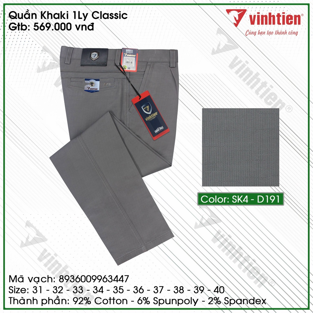 Quần Kaki Trung Niên 1ly Classic Cotton Vĩnh Tiến 569