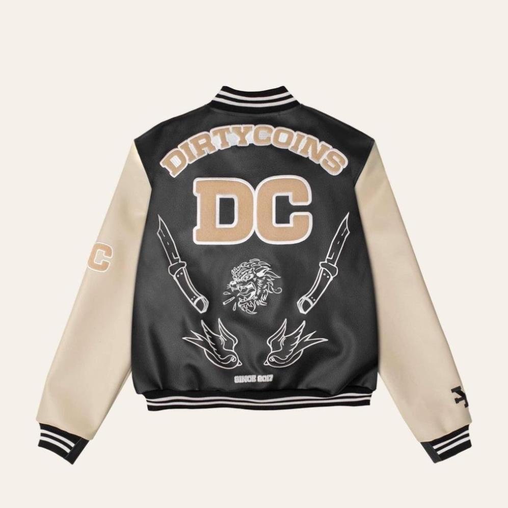 ÁO KHOÁC BOMBER Dirty Coins BẢN DA THÊU NAM NỮ MẶC CỰC CHẤT