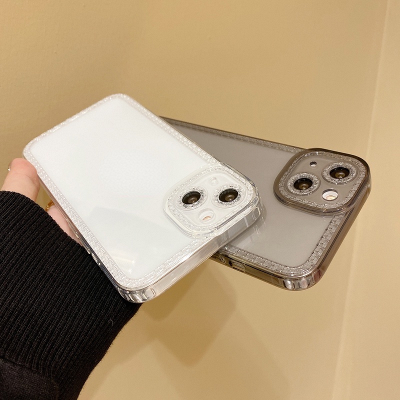 Ốp điện thoại TPU mềm mỏng đính đá long lanh chống sốc thích hợp cho IPhone  14 pro max 13 12 11 Pro Max X XR 8 7 Plus