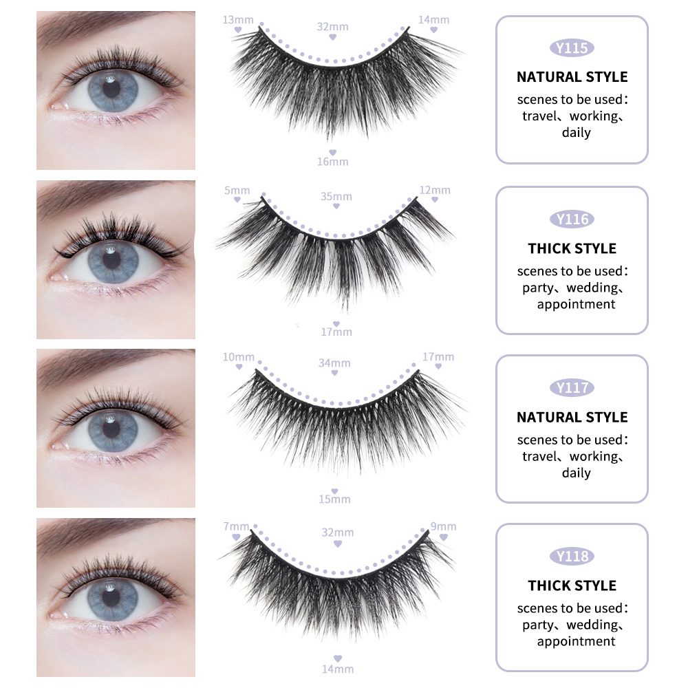 [Hàng mới về] Set 2 Cặp Lông Mi Giả 3d Magefy Trang Điểm Tự Nhiên