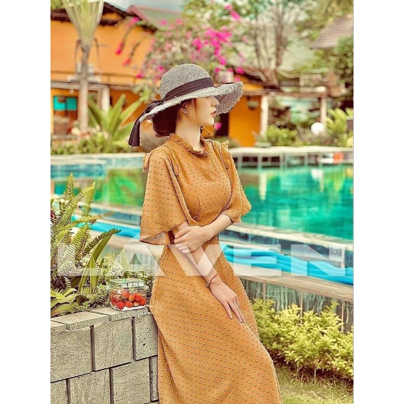 [Mã FATHANG5 giảm 10K đơn 50K] ĐẦM REN BI NỔI CỘT NƠ LƯNG | BigBuy360 - bigbuy360.vn