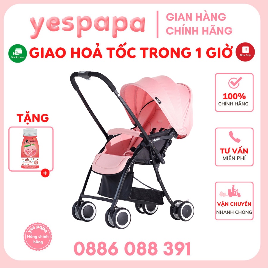 Pomo - Xe đẩy 2 chiều Vovo hồng 2019