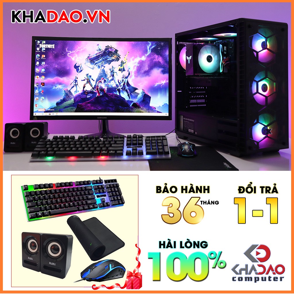 Máy tính chơi game + màn hình 24'' Full HD CSGO, PUBG, Warzone, Cyberpunk 2077 | BH 36 tháng, tặng phím chuột, pad, loa | BigBuy360 - bigbuy360.vn