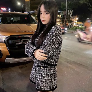 Áo set tweed đen tingoan MABEL JACKET/BL