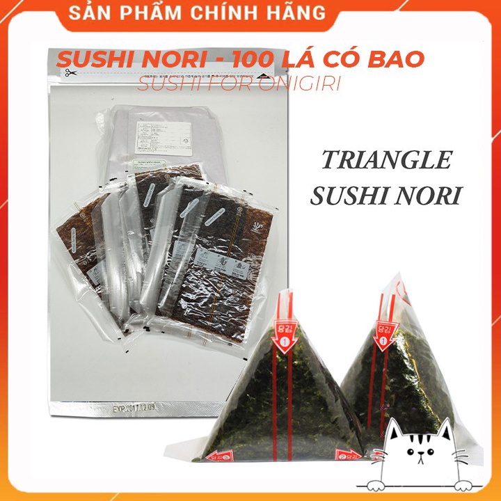 100 lá rong biển cuộn cơm 🍀FREESHIP🍀 Sushi Nori tam giác, có bao từng lá riêng