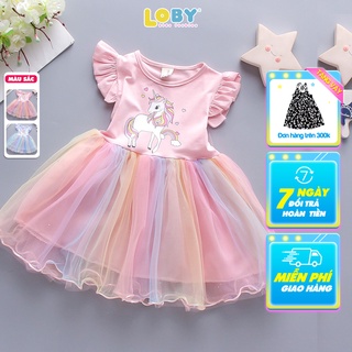 Váy dáng xòe bé gái LOBY vải voan sắc màu V0401048 (8 tháng - 4 tuổi)