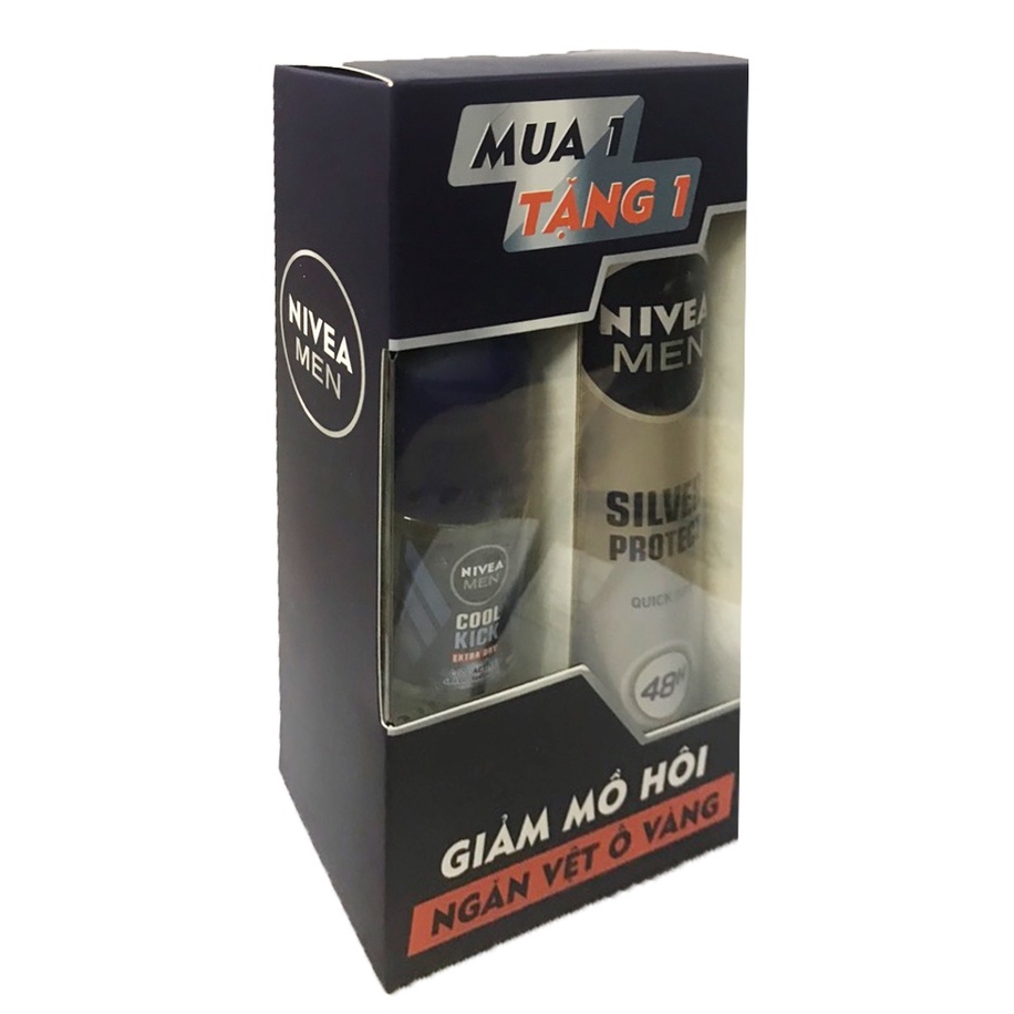 HỘP QUÀ: Xịt Khử mùi Toàn thân Nivea Men 150ml+1 lăn khử mùi 25ml