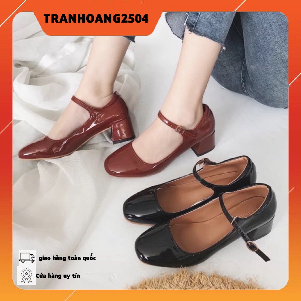 Giày Mary Jane Vintage 5cm da bóng có sẵn hàng loại mới