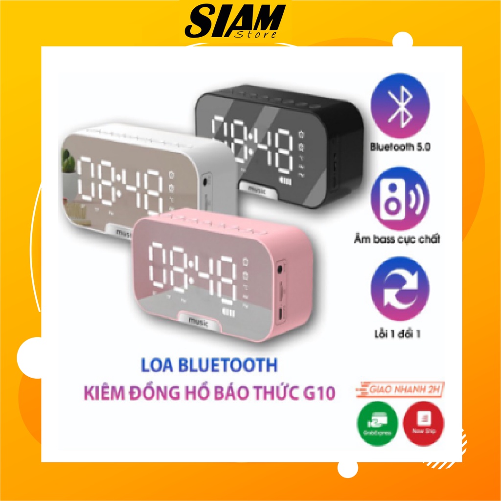 Loa Bluetooth G10 Plus Âm Thanh Tuyệt Vời - Kiêm Đồng Hồ Báo Thức Bằng Giọng Nói Với Màn Hình LED - Nghe Đài FM RADIO