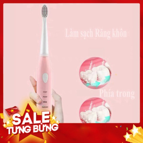 [FREE SHIP] BÀN CHẢI ĐÁNH RĂNG ĐIỆN dùng pin sạc SÓNG ÂM 5 CẤP ĐỘ thông minh cao cấp