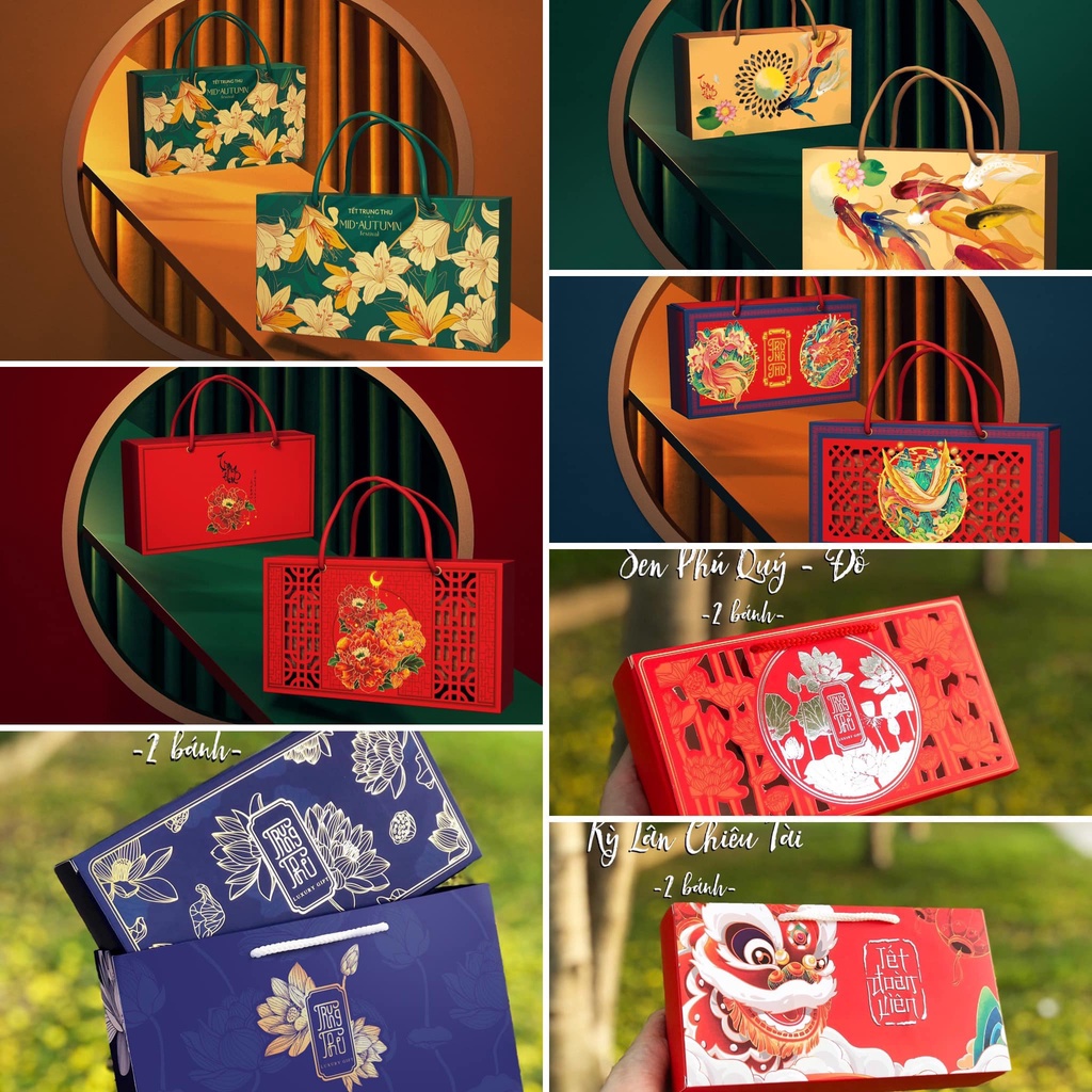 HỘP TRUNG THU 2 BÁNH NHIỀU MẪU