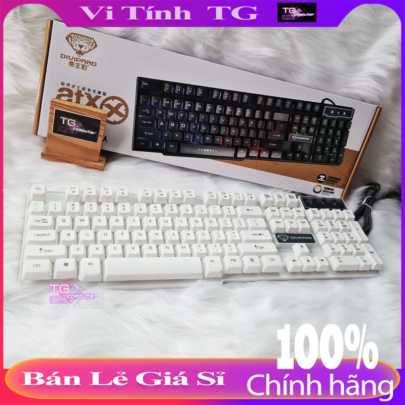 BÀN PHÍM MÁY TÍNH giả cơ màu trắng có led có dây Vi tính TG Divipard