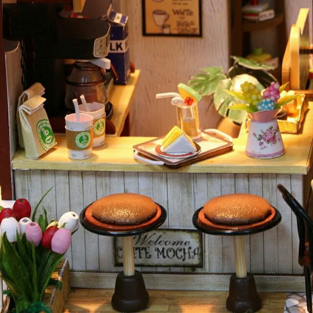 Mô Hình Nhà Gỗ Búp Bê Tí Hon DIY: Tiệm Cafe Coffee Time C006 - Tặng Keo Rán