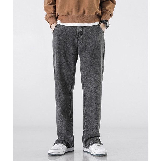 Quần jean ống suông xẻ gấu SD6927 vải denim cao cấp