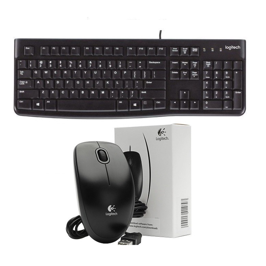 Bộ bàn phím Logitech K120 + chuột Logitech B100 - Hàng Chính Hãng