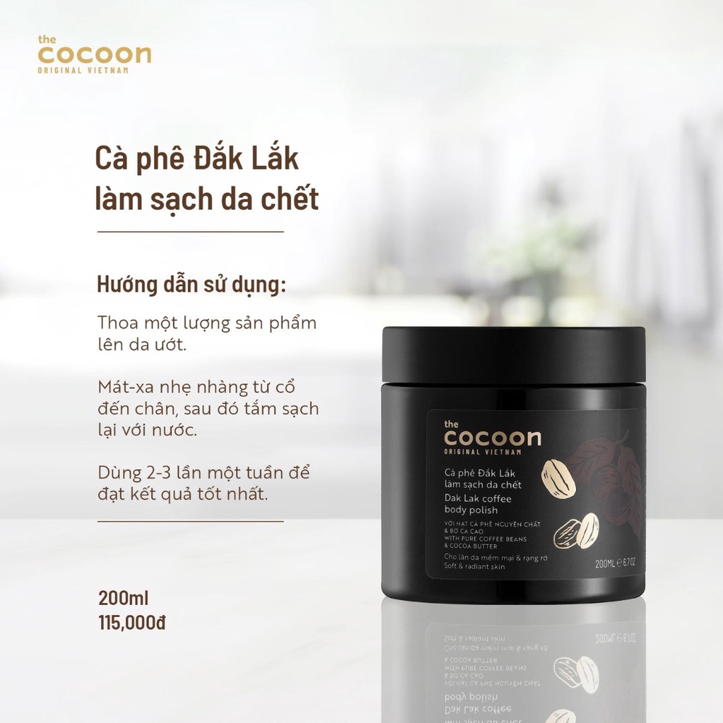 TẨY DA CHẾT TOÀN THÂN Cocoon Dak Lak Coffee Body Polish Từ Hạt Cà Phê Đắk Lắk 200ML