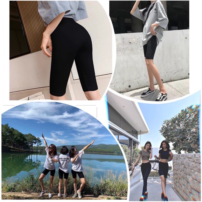 Quần Legging Lửng Nữ Dáng Ôm Tôn Dáng ⚡ Quần Thun Nữ Ngố Ôm Tập Gym